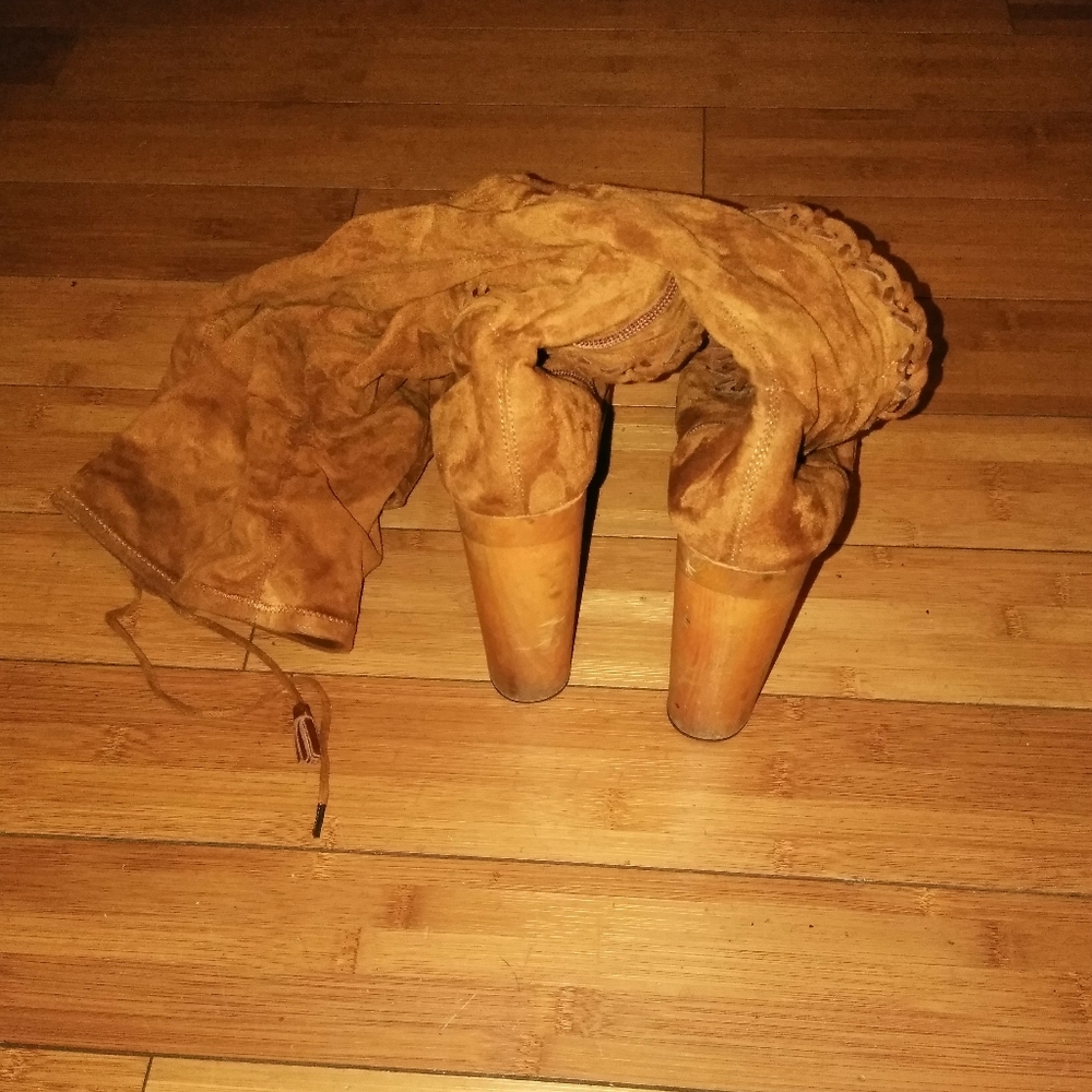 Jeffrey Campbell UltraSuede Thigh High Lace Boots - Picture 5 of 8